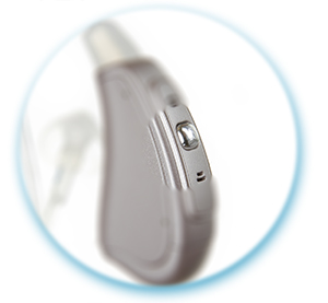Miniature Behind-The-Ear Hearing Aid one-button control switch